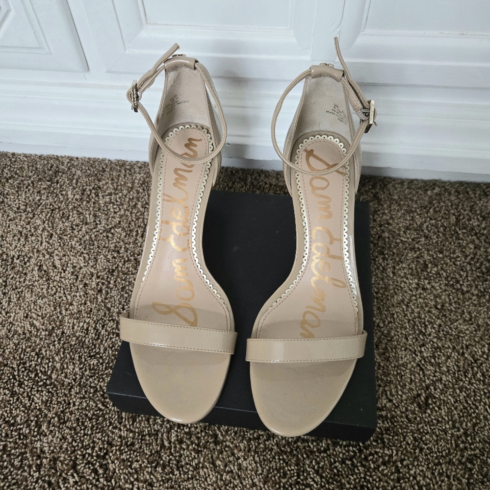 Sam Edelman Nude Beige Ankle Strap stiletto Heel Sandals